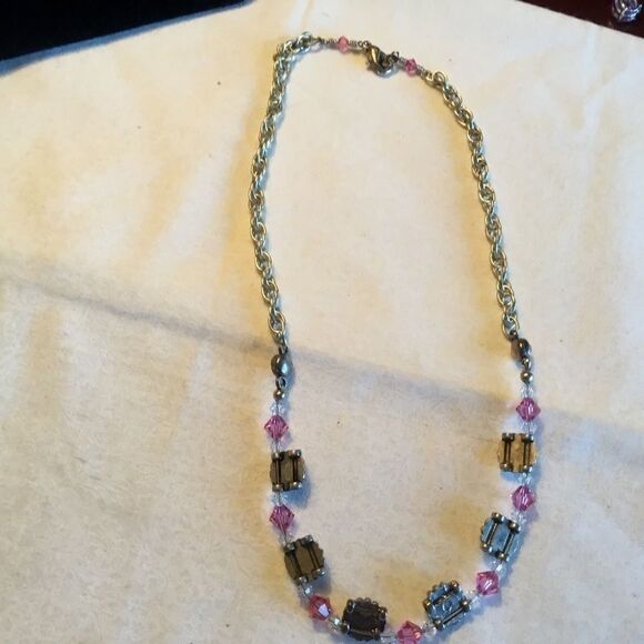 $12 ea or 3/$25. Silvertone & Pink Crystal Necklac - Picture 3 of 6